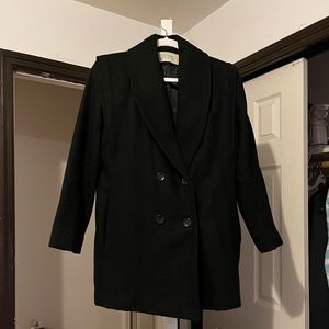 Black Pea Coat - Size 4 - 100% Pure Wool - Excellent Condition